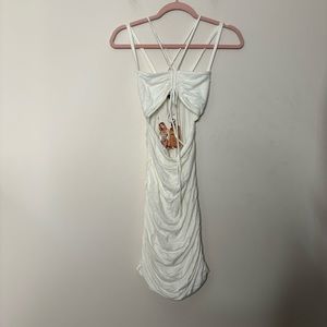 naked wardrobe White Ruched Mini Dress with Strappy Back